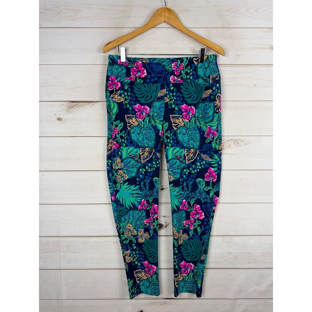 Lilly Pulitzer Pants Size 8 Luxletic Tropical Floral Leopard Print Leggings